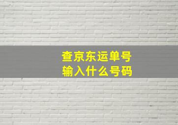 查京东运单号 输入什么号码